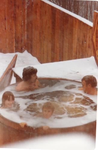 First time in tub. Rod, Walt, Cami, Jason 